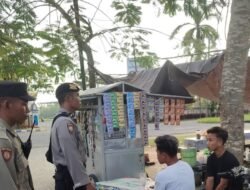 Polsek Gerung Patroli Rutin Jelang Pemilu 2024: Fokus di Taman Kota Penas dan Kantor KPU