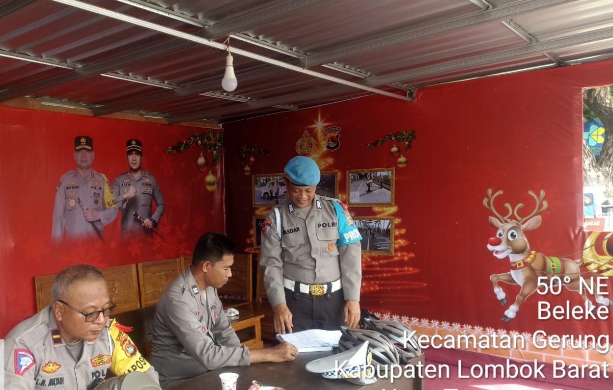 Satgas Ban Ops Lilin Rinjani Polres Lombok Barat Lakukan Pengecekan Personel dan Kelengkapan Pos Pam