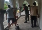 Semangat Gotong Royong: Babinsa Taman Baru Bersama Warga Cor Lantai Masjid