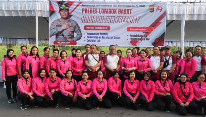 Polres Lombok Barat Rayakan Hari Bhayangkara Lewat CFD Bersama Warga Gerung
